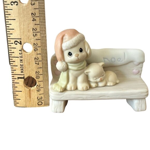 Precious Moments Sugar Town 529540 Dog & Kitten On Bench Figurine Vtg Christmas - Picture 8 of 12